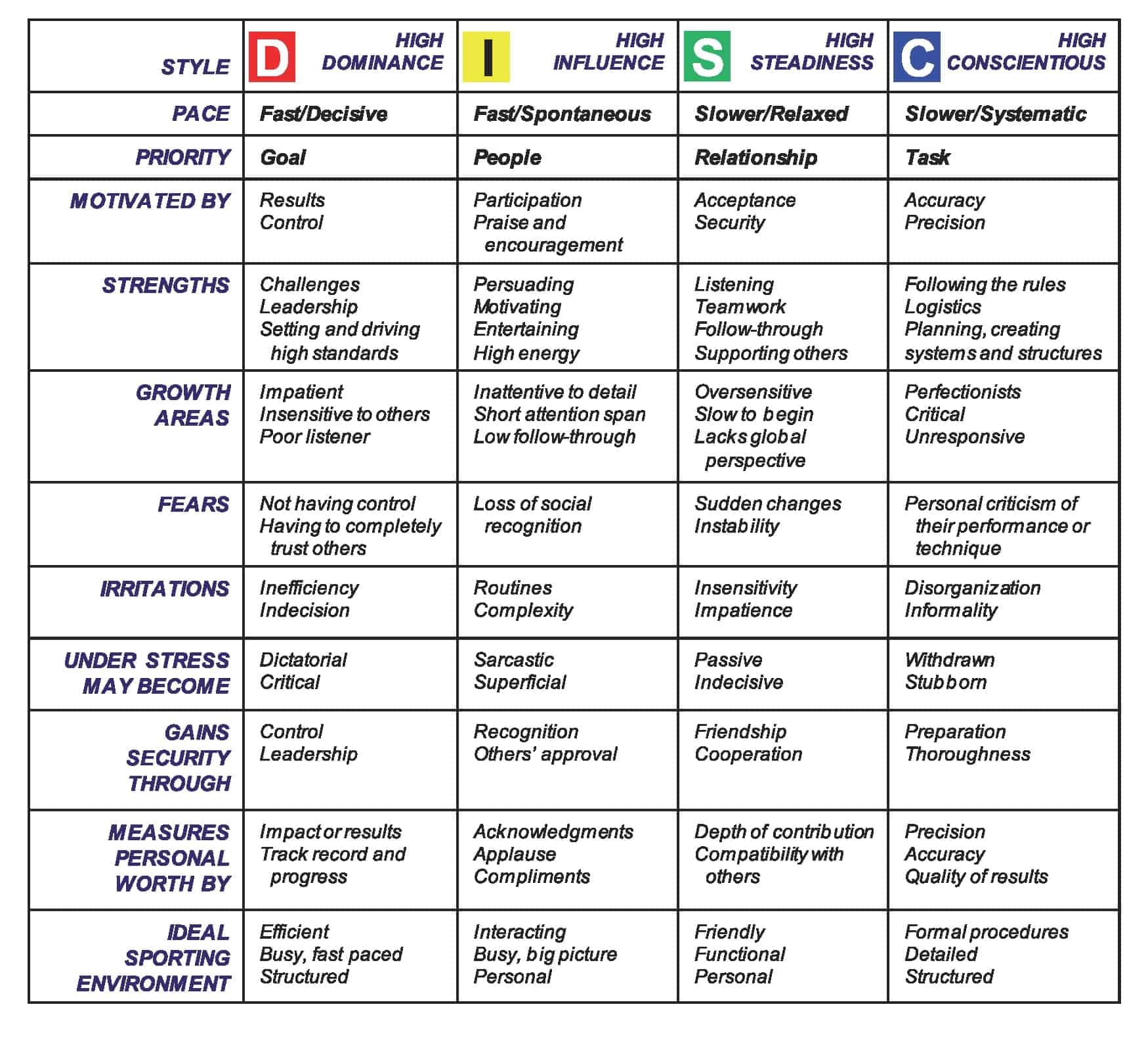 Disc Chart Personality